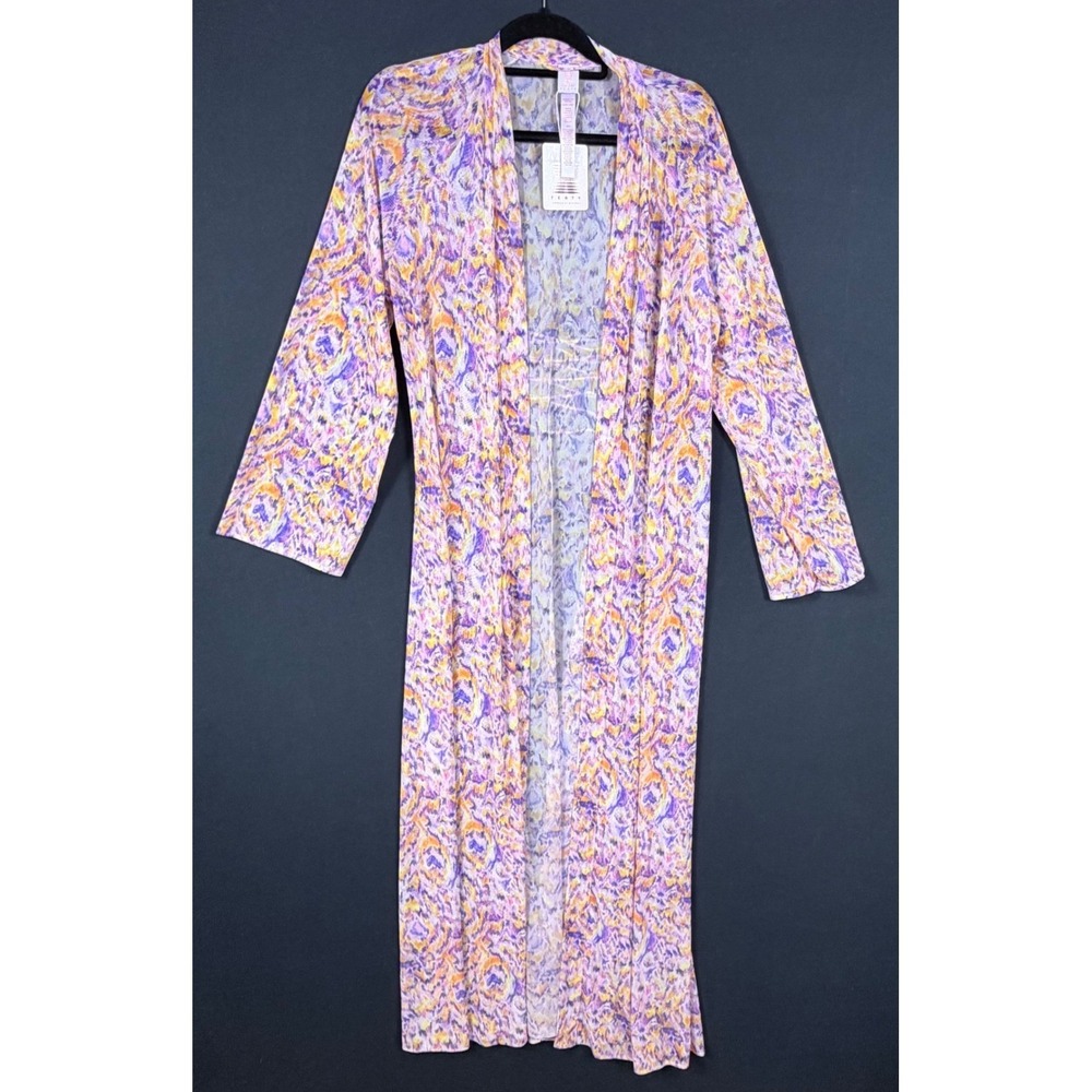 Savage X Fenty Sheer Mesh Lace Up Back Long Robe Duster Purple Orange XS/S NWT